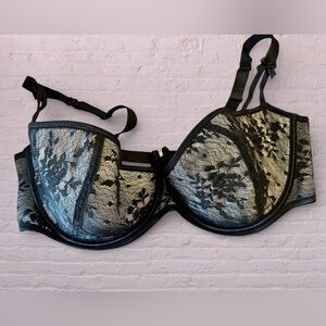 Cacique Black Lace 3/4 Cup Underwire Bra with Nude Lining